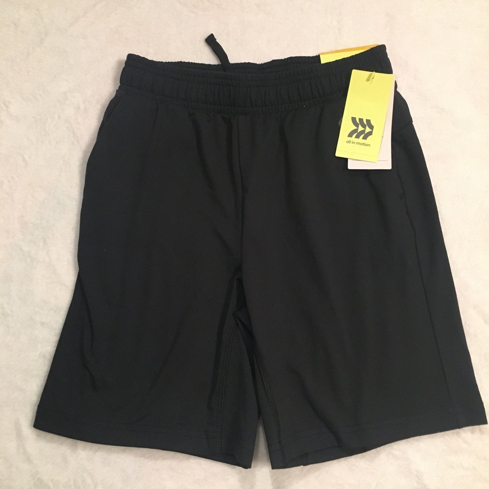 All in Motion Athletic Shorts Kids S 6/7 Black New Drawstring Pockets Activewear